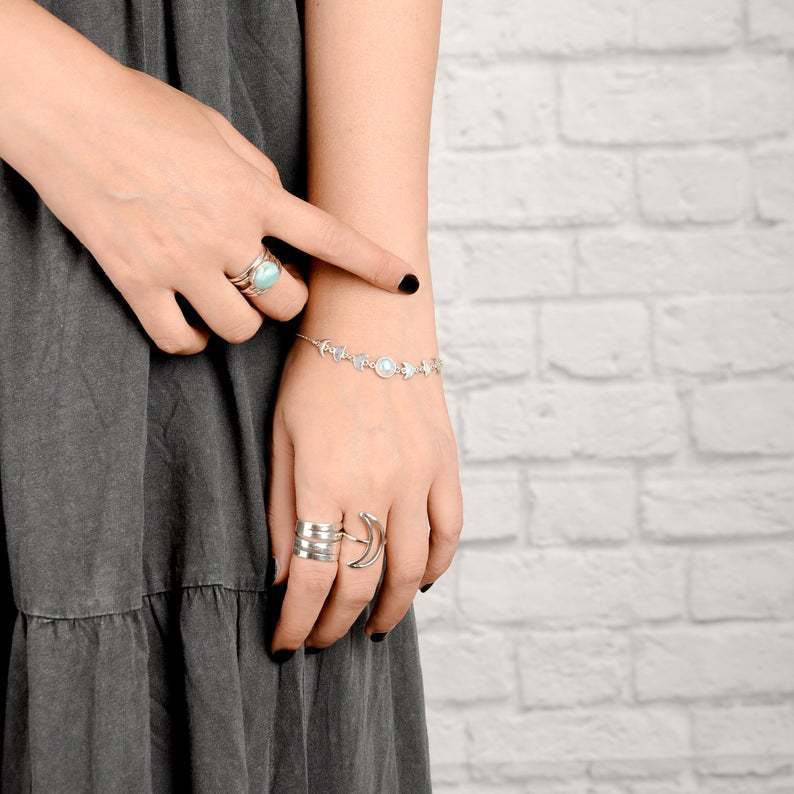 Moon Phase Moonstone Bracelet