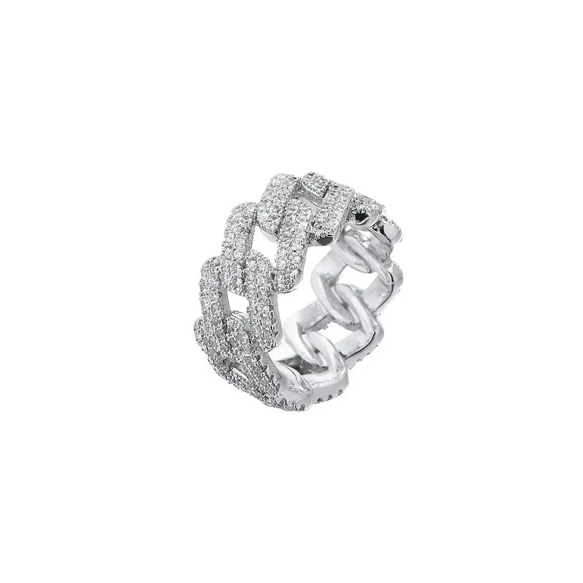 Elegant Gold and Silver Zirconia Inlaid Ring