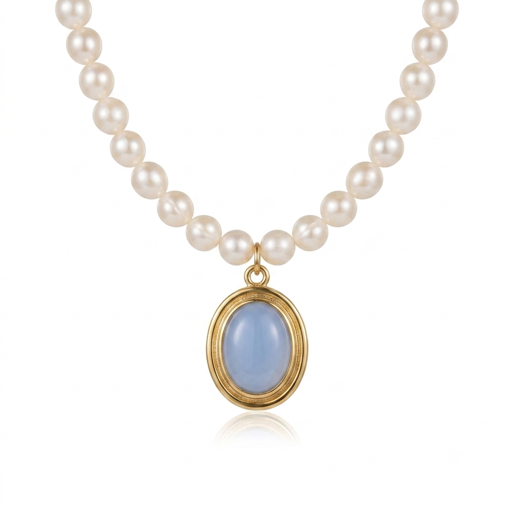 Pearl Moonstone Pendant Necklace