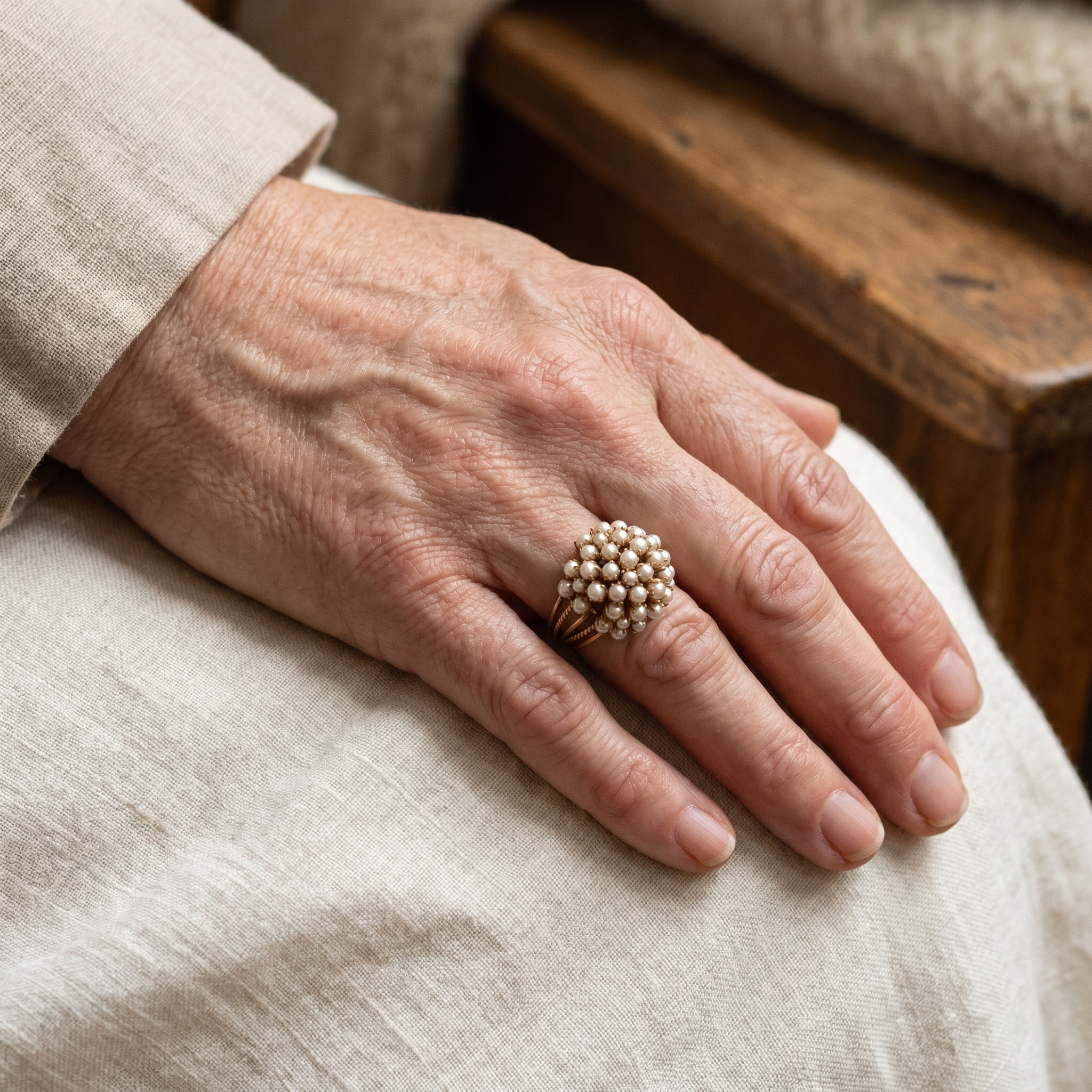 Inlaid Pearls Ring