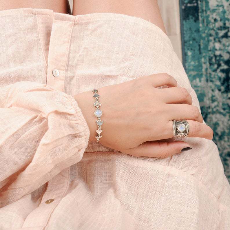 Moon Phase Moonstone Bracelet