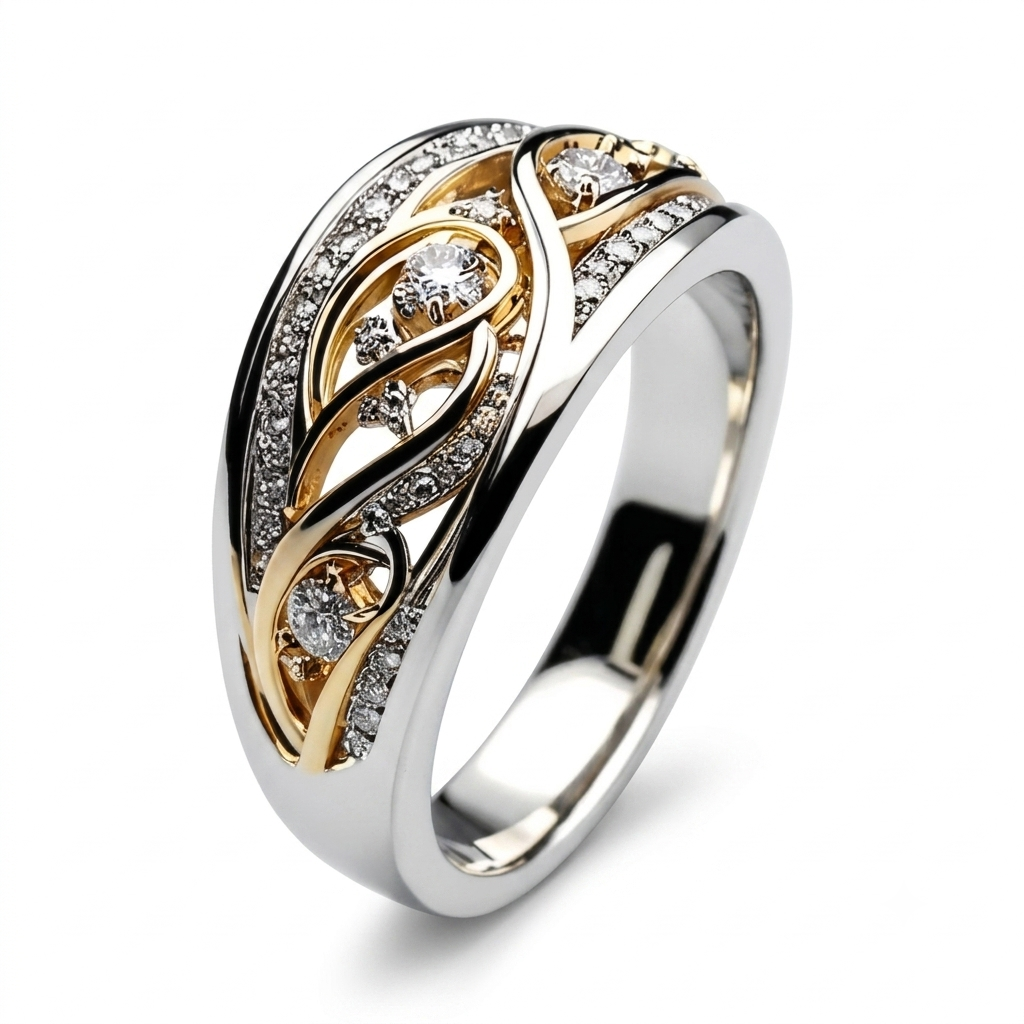 Hollow Gold & Silvered Ring