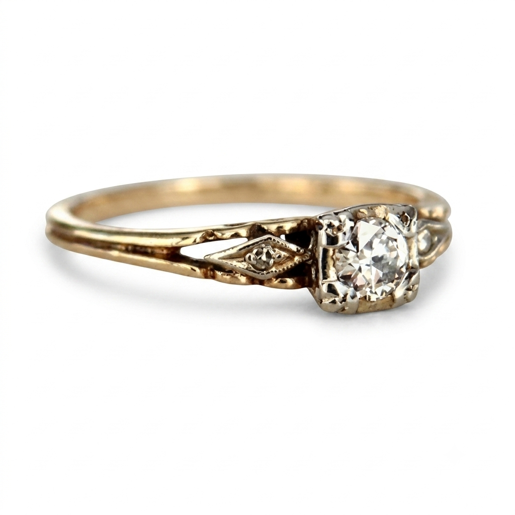 Vintage Zirconia Fine Gold Ring