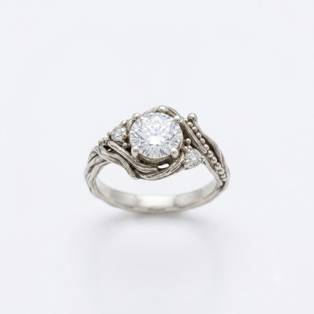 Elegant Silver Branch Zirconia Ring