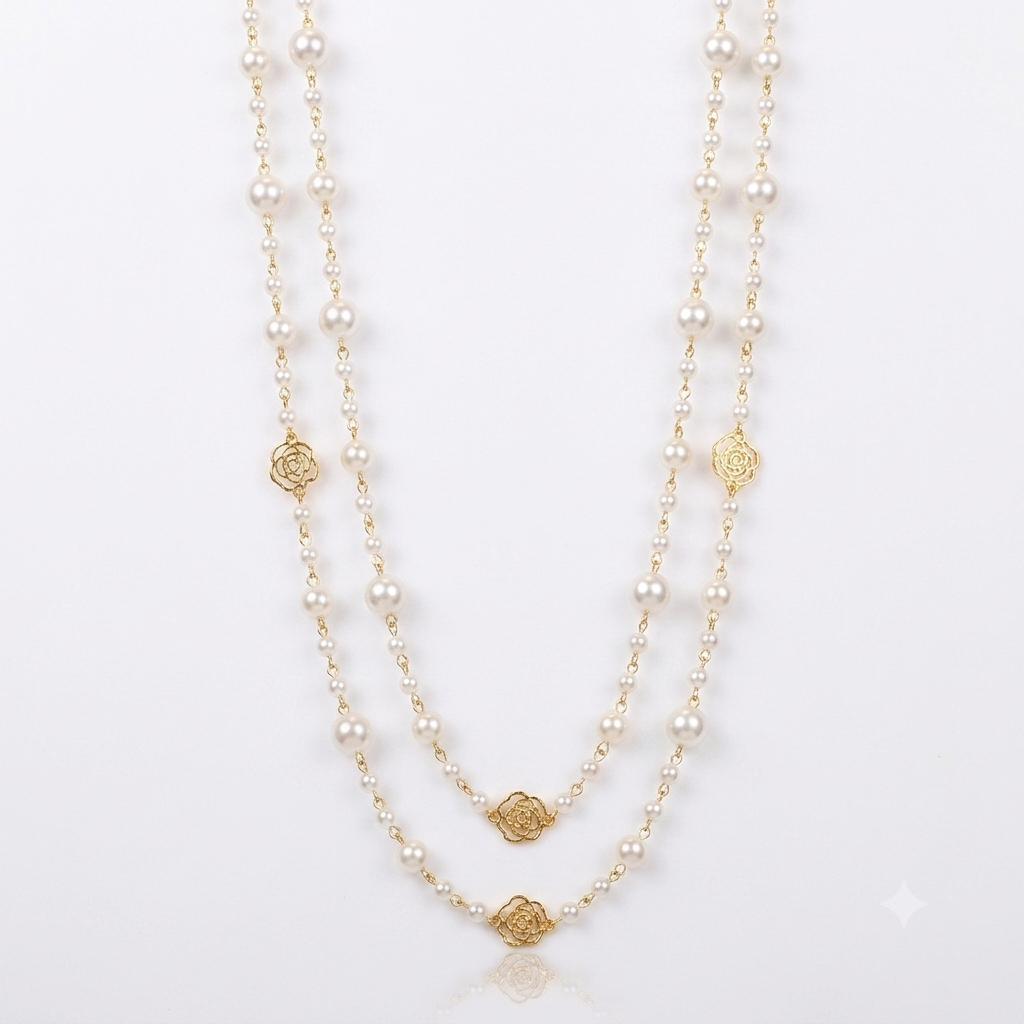 Elegant Gold Pearl Necklace