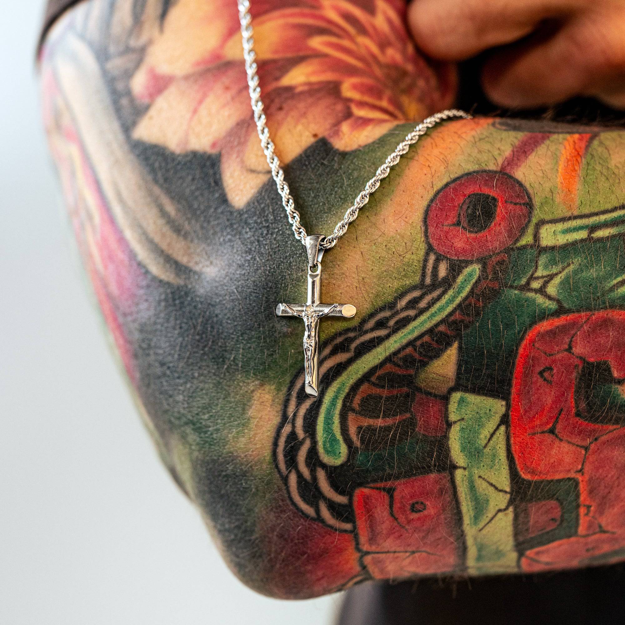 Jesus Christ Cross BRAVE Men's Necklace